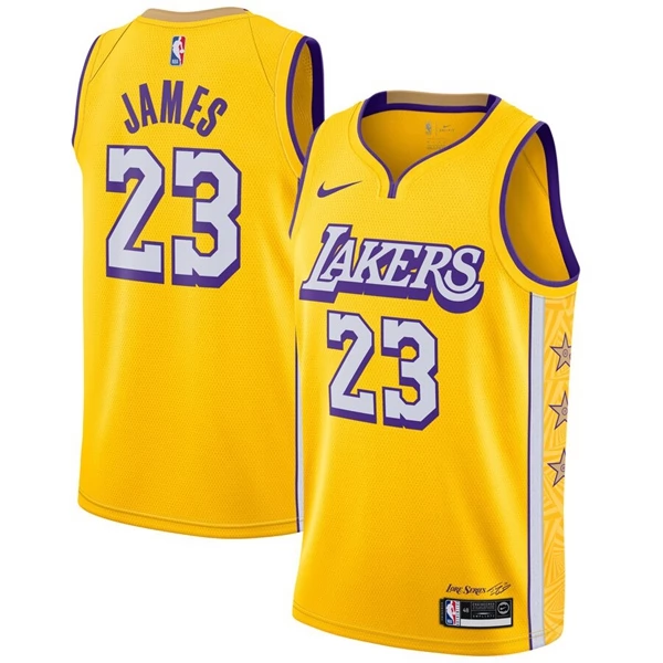 Mænd Trøje Los Angeles Lakers Lebron James 23 2019-20 City Edition Gul ...